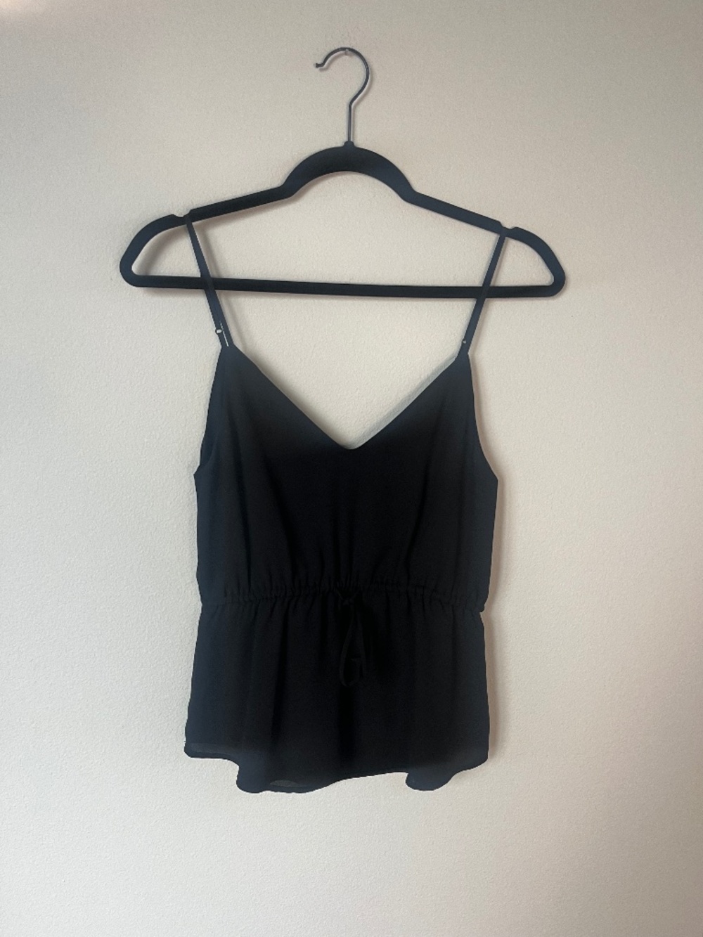 Aritzia Babaton Whimsigoth Babydoll Synched Tie Black Top Woman's Size XS